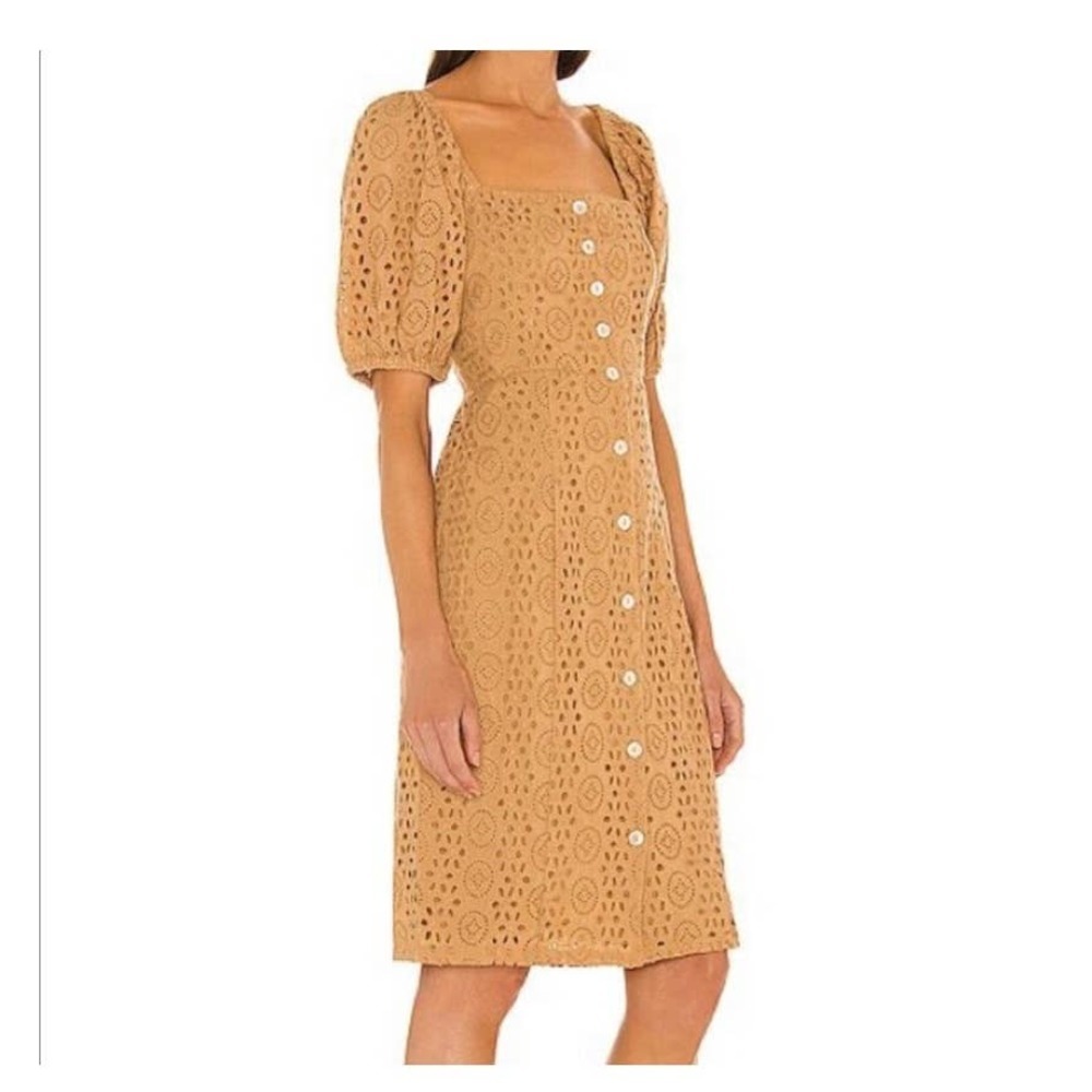EUC Demi Midi Dress SZ: L color: wheat Sold Out in stores!